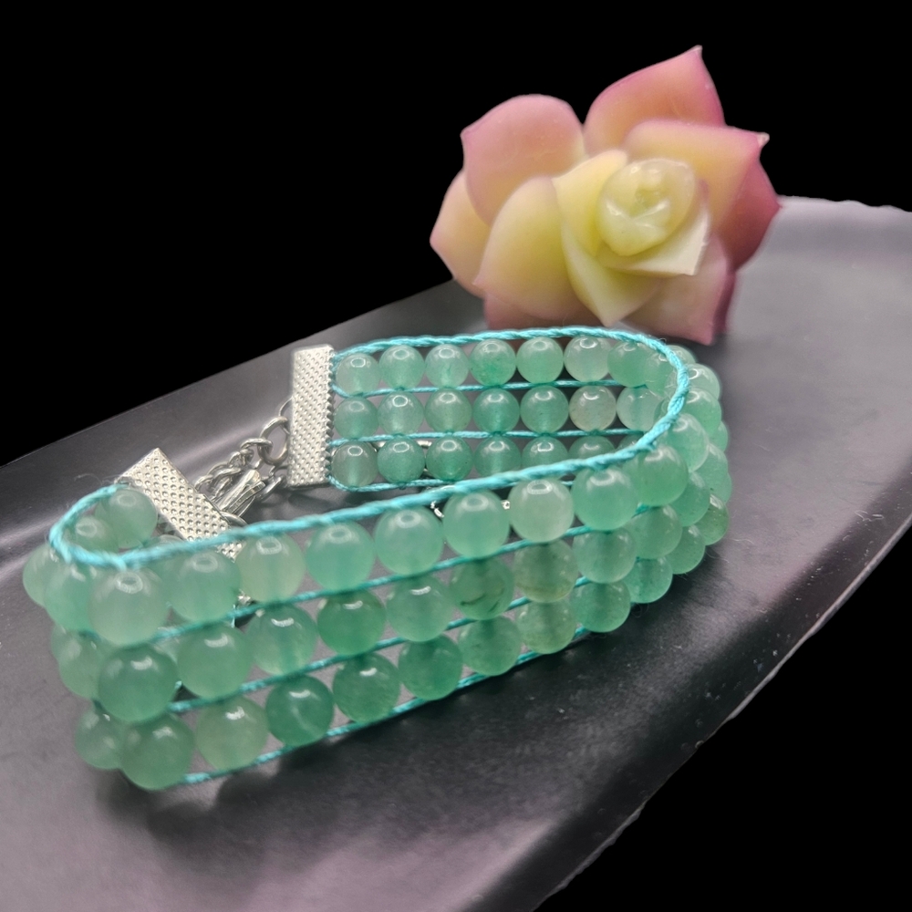 Triple Row Green Aventurine Bracelet